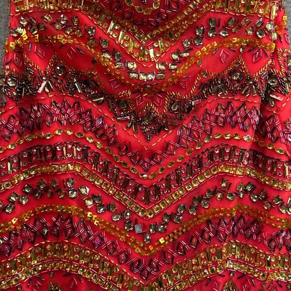 Angela & Alison Watermelon Beaded Strapless Mermaid Prom Formal Dress Women 2 - Picture 4 of 12